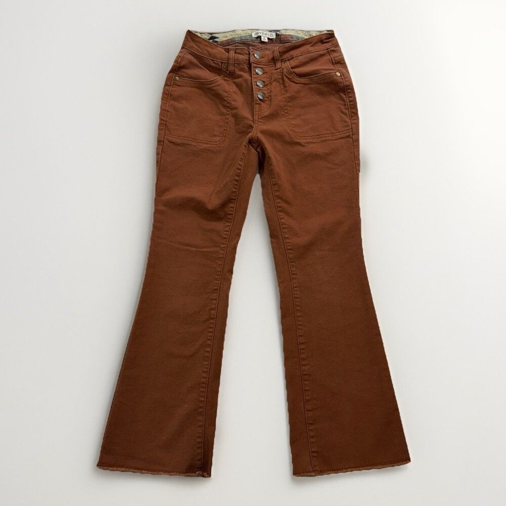 Frye And CO. Womens‎ Button Fly Boot Cut Jeans High Rise Size 4 Cognac Cropped